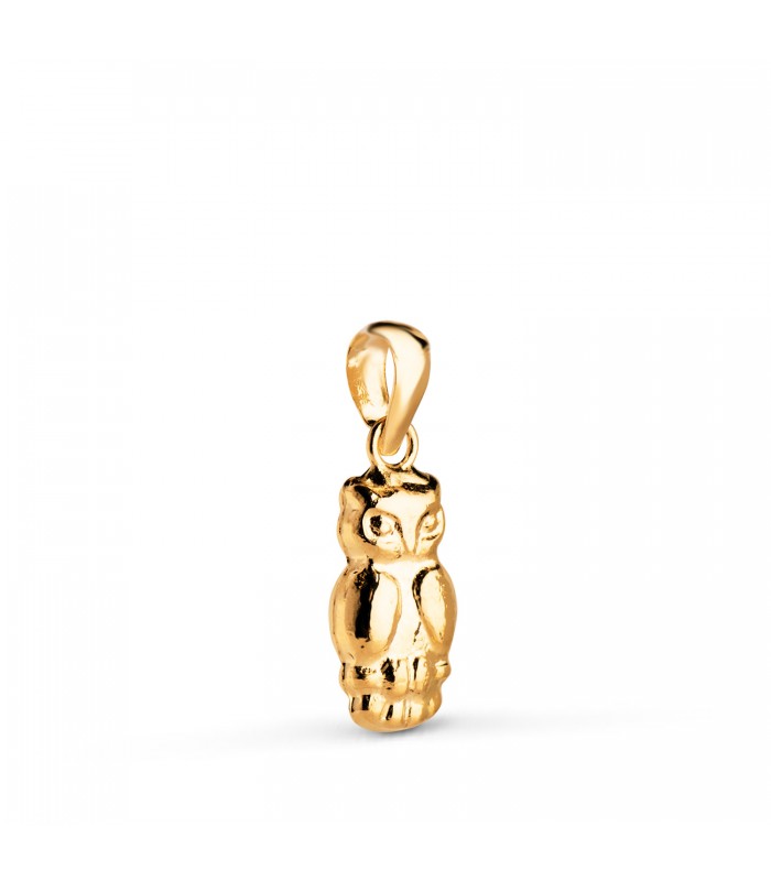 Eule Charm-Anhänger aus 750er Gelbgold 18K, 14mm - Weisheit und Schutz