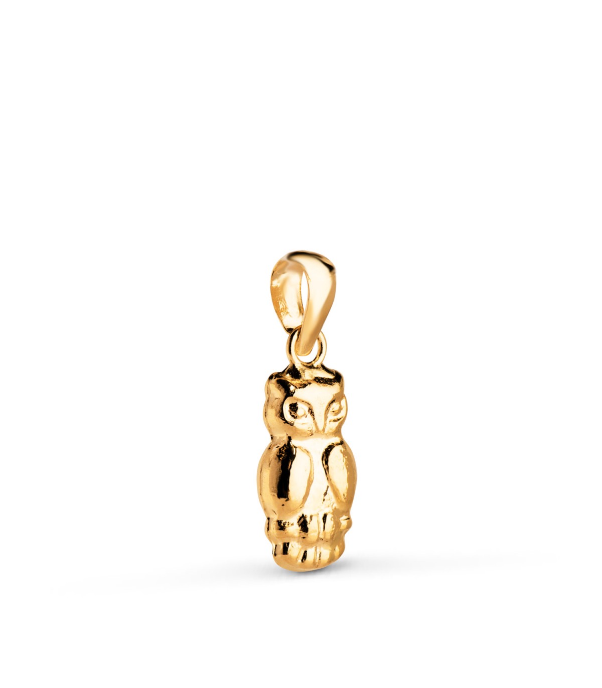 Ciondolo Gufo oro giallo 18kt 14mm, ciondoli donna e uomo, regalo laurea portafortuna.