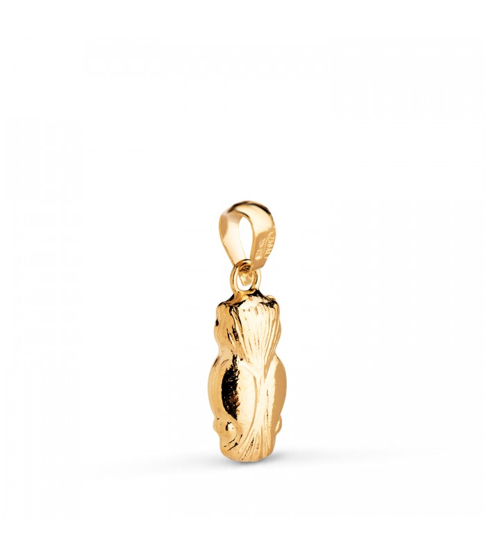 Eule Charm-Anhänger aus 750er Gelbgold 18K, 14mm - Weisheit und Schutz