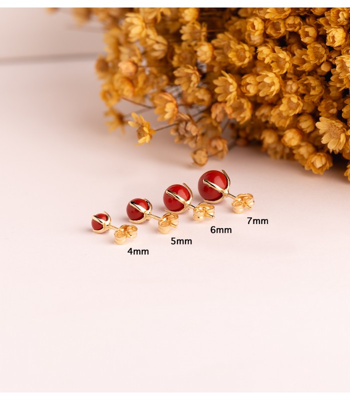 Boucles d'oreilles enfant corail Marianela or 18K 5mm