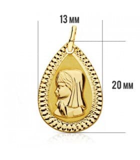 Anhänger 750er Gelbgold Tropfen mit Jungfrau Maria 16497