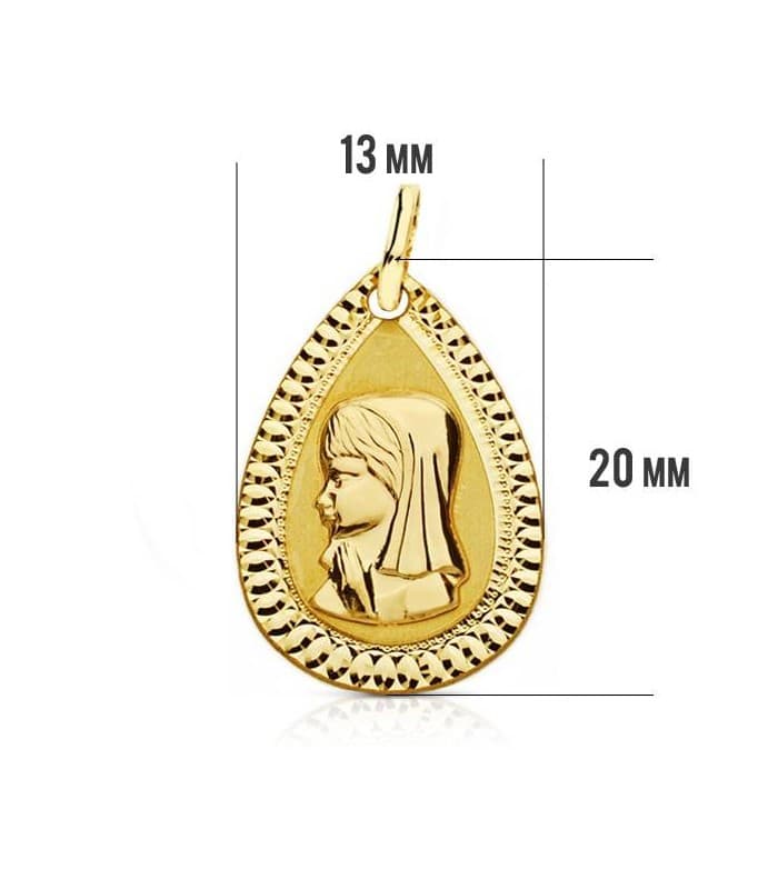 Medaglia Madonnina Maria goccia 18 carati 20mm
