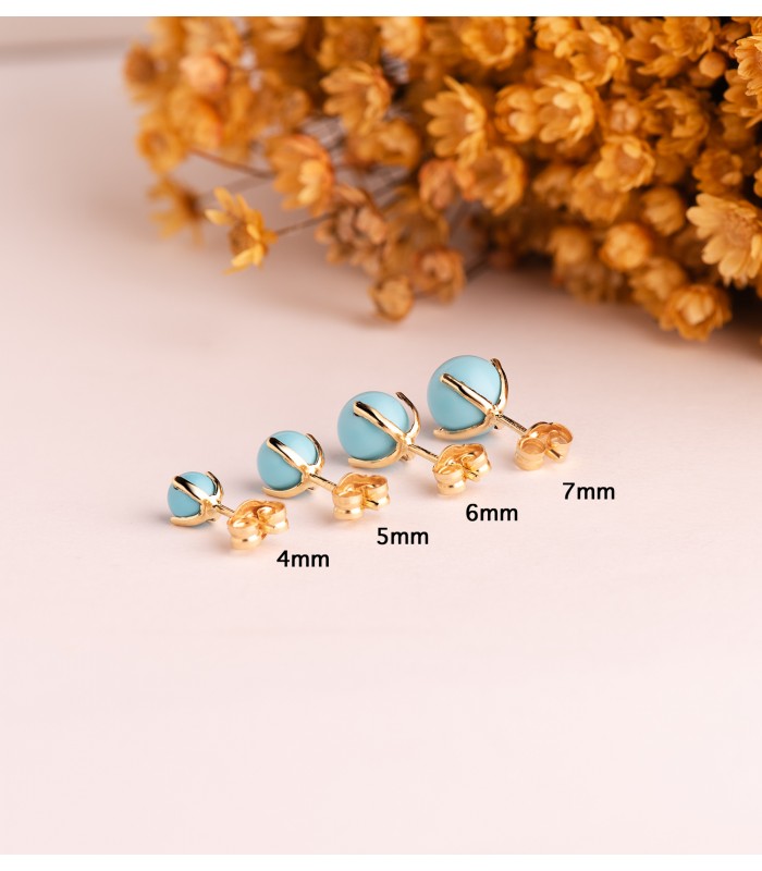 Pendientes niña Turquesa Marianela oro 18K 6mm