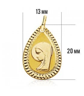 Anhänger 750er Gelbgold Tropfen mit Jungfrau Maria 16498