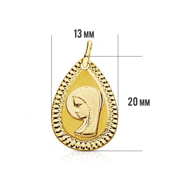 Anhänger 750er Gelbgold Tropfen mit Jungfrau Maria 16498