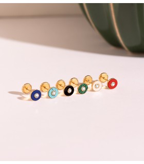 Pendientes oro niña Ilaria turquesa 5.5mm 18K, pendientes pequeños niña y mujer