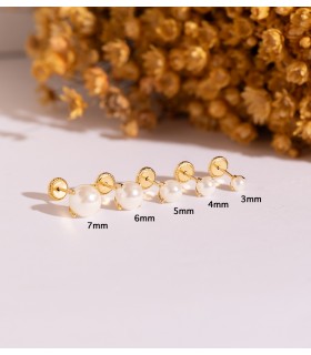 Orecchini di perla oro giallo 18 carati -  sfera da 5 mm - orecchini per ragazze e bambine