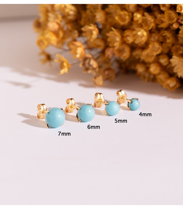 Boucles d'oreilles enfant turquoise Marianela or 18K 6mm