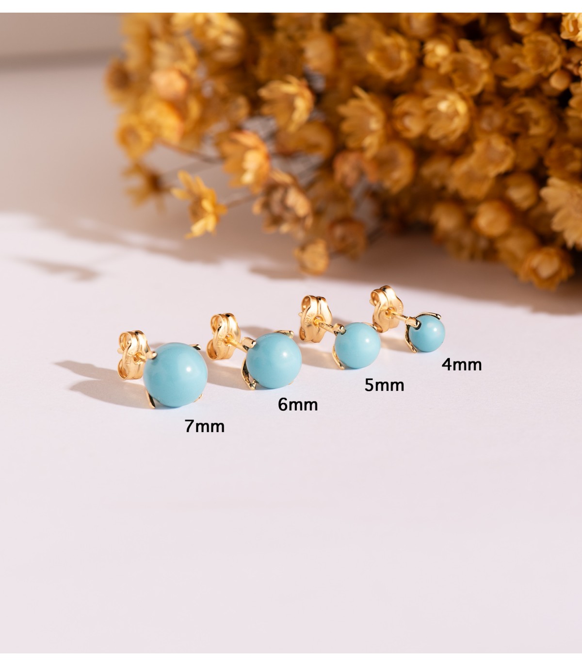 Orecchini bambina turchese Marianela Oro 18kt 6mm
