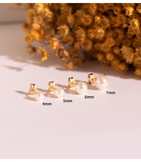 Pendientes niña Perla Marianela oro 18K 4mm, perlas cultivadas