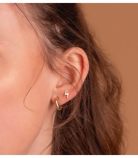 Pendientes pequeños Rayo 8mm Oro 18K, piercings de oreja para mujer.