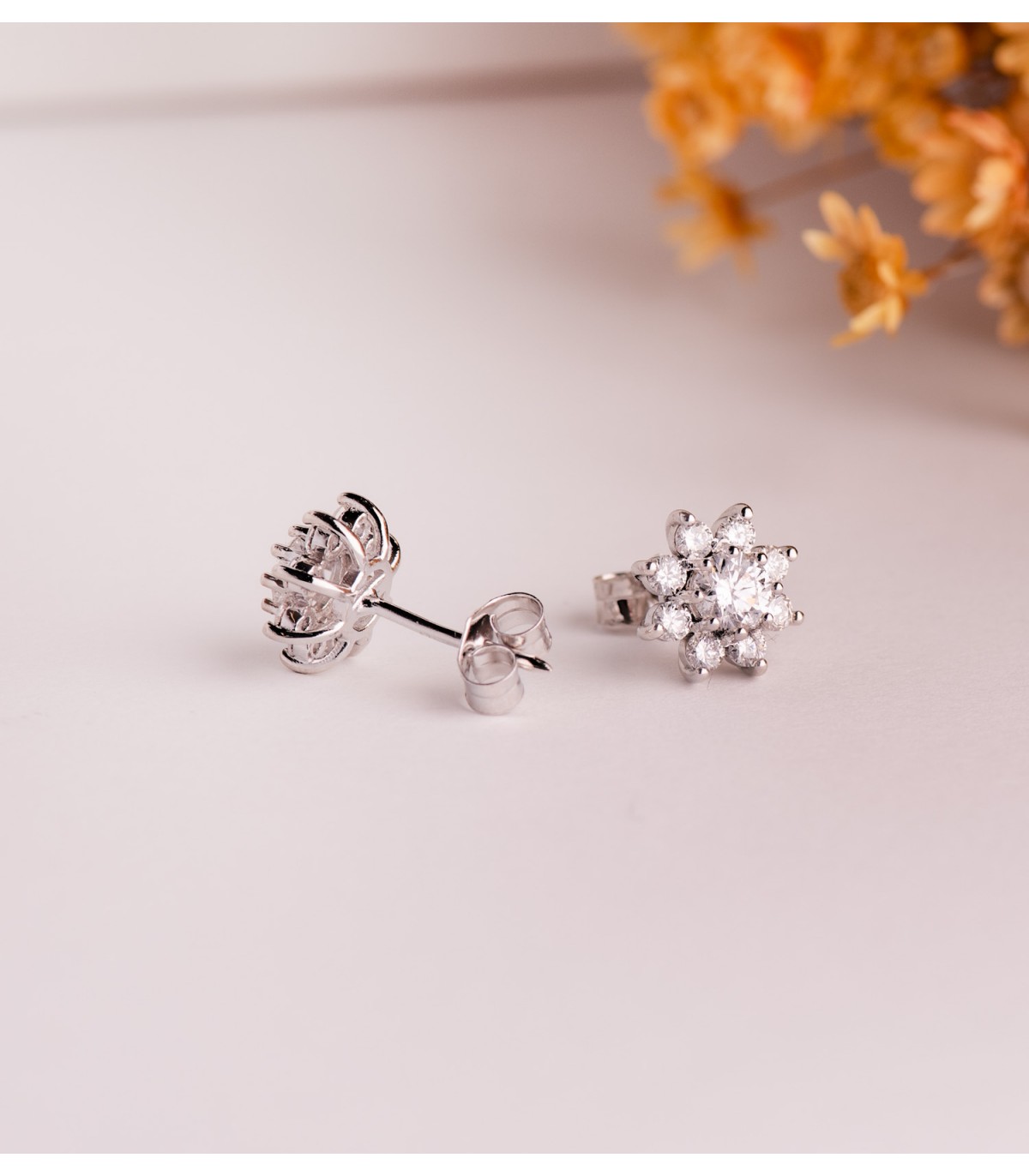 Pendientes Elanor Diamantes 1.00 quilate Oro blanco 18K, para novia y boda