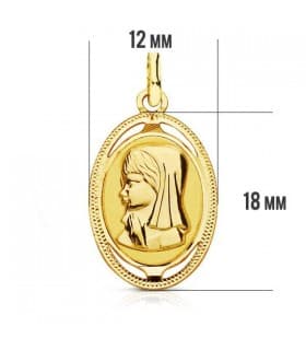 Anhänger oval 750er Gelbgold Jungfrau Maria 16502