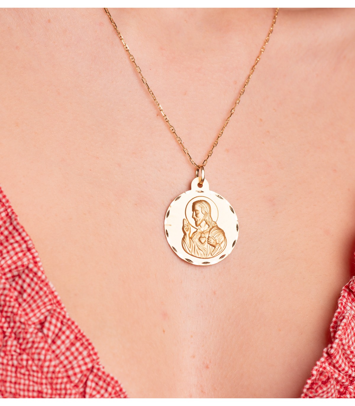 Medaglia donna - Scapolare Sacro Cuore di Gesù e Madonna del Carmine 30mm