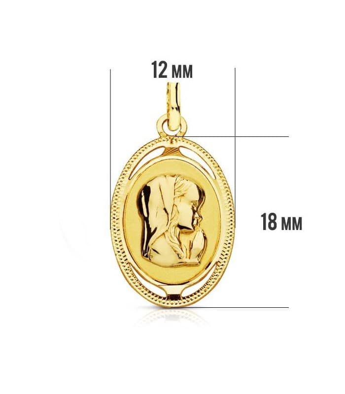 Pendentif ovale Vierge 18K