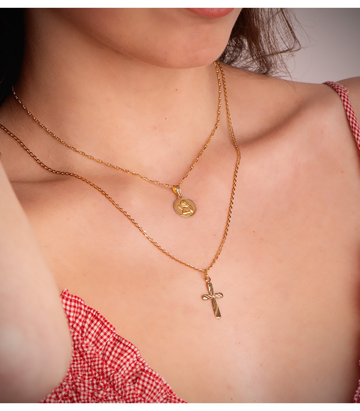 Ciondolo croce in oro Torchon 18kt 20mm - Collana con croce da donna