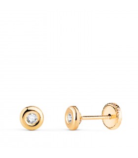 Orecchini punto luce cipollina Dortmund, per bambina in oro 18 K 4 mm, chiusura a vite.