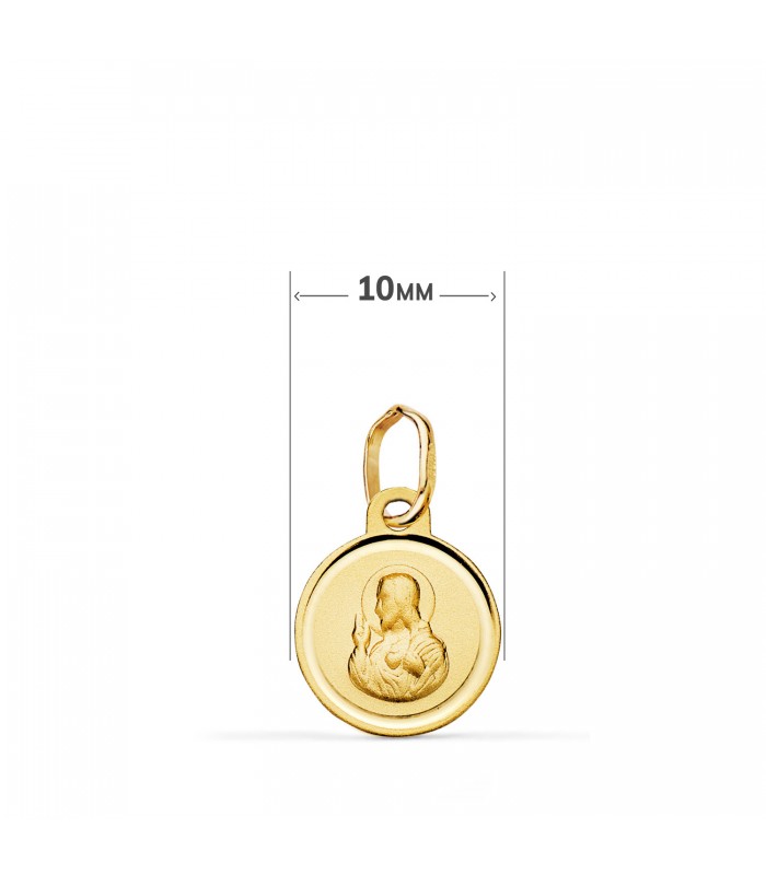 Escapulario de oro, medalla religiosa Cristo y Virgen 10mm