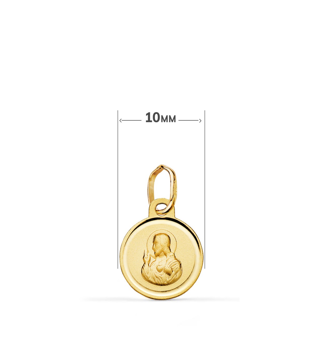 Scapulaire en or 750, Médaille Mont Carmel et Sacré Cœur, 10 mm
