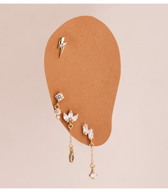 Piercings oreja mujer y pendientes sueltos, oro 18 kilates - Gold earrings 750/1000