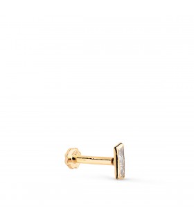 Piercing Havane Or Jaune 18K, zircone baguette, helix tragus, lobe, conch