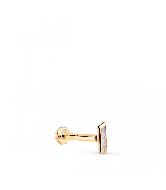 Piercing La Habana Oro Amarillo 18K, circonita baguette, stud, labret, helix