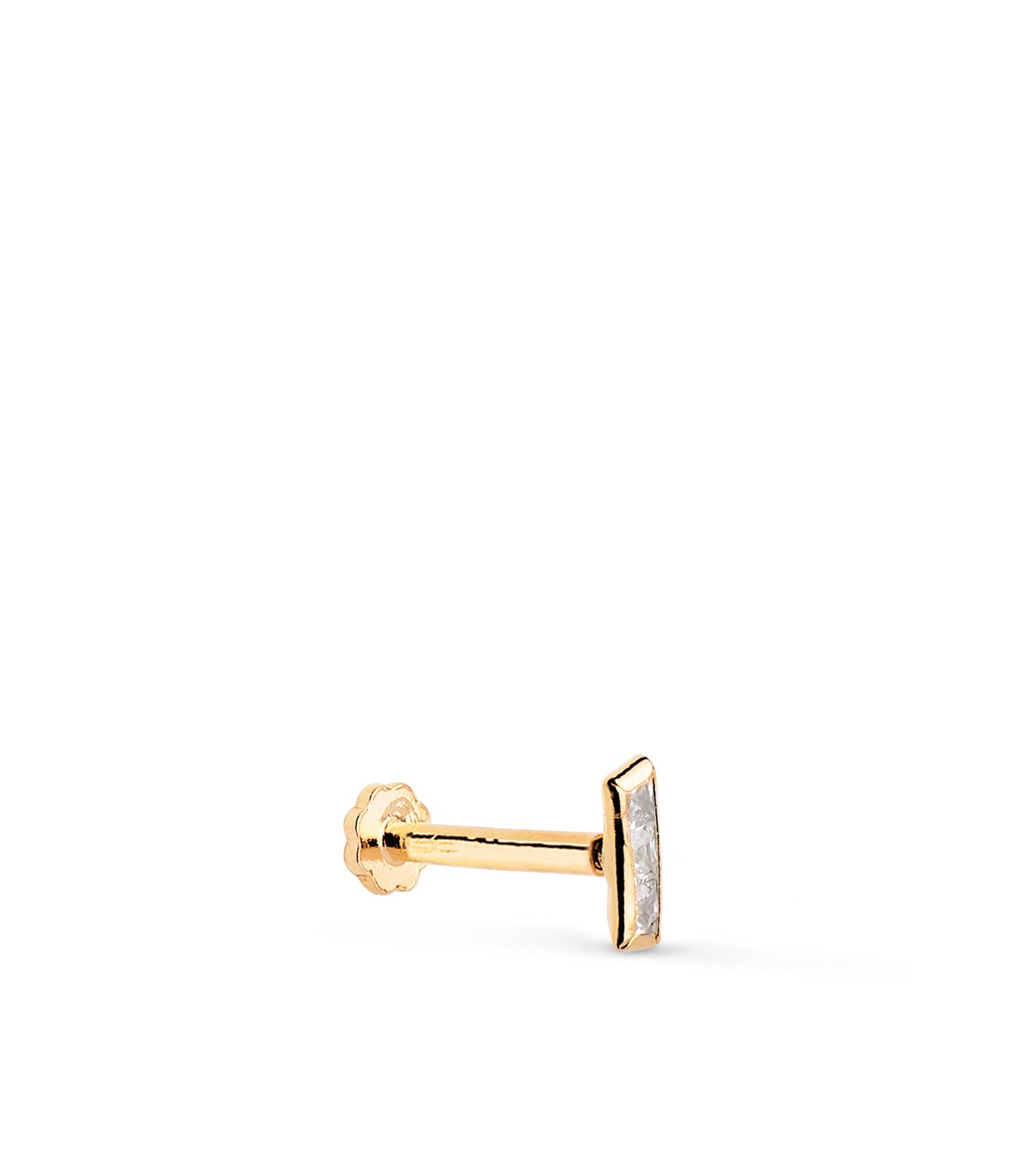 Piercing La Habana Oro Amarillo 18K, circonita baguette, stud, labret, helix