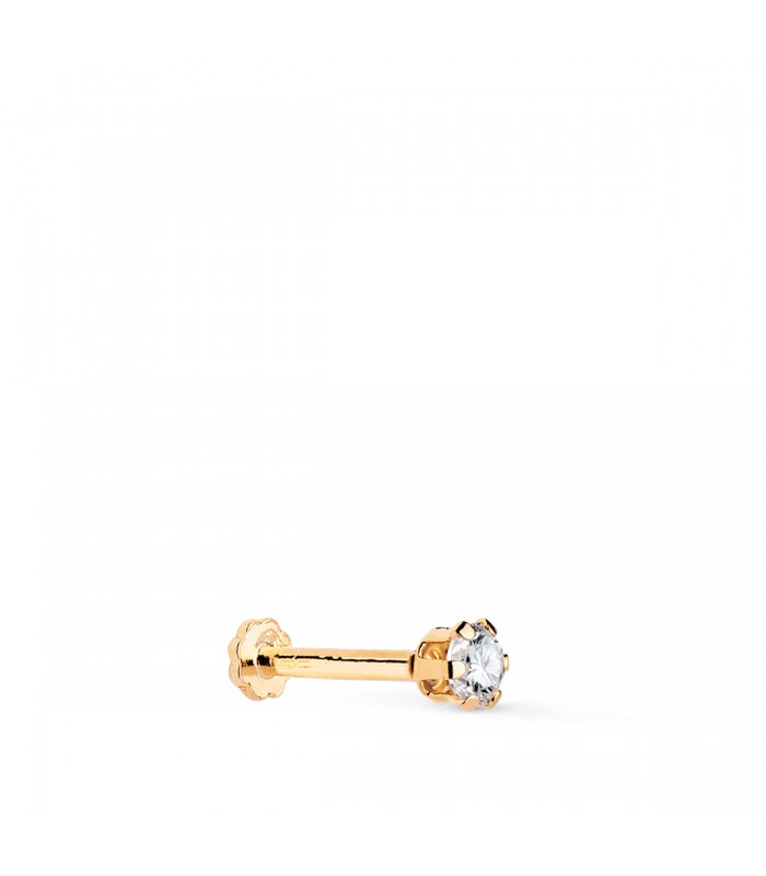 Piercing Montevideo Oro Amarillo 18K, circonita brillante, stud, labret, helix