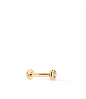 Piercing Quito Or Jaune 18K, zircone brillant, helix tragus, lobe, conch, cartilage, labret.