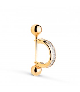 Piercing barbell Guyana Oro giallo 18kt, zircone brillante, helix, trago, lobo, anti tragus, rook, conch.