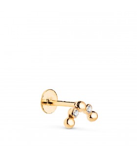 Piercing arc Sao Paulo Or Jaune 18K, zircone brillant, helix tragus, lobe, conch, cartilage, rook, flat.