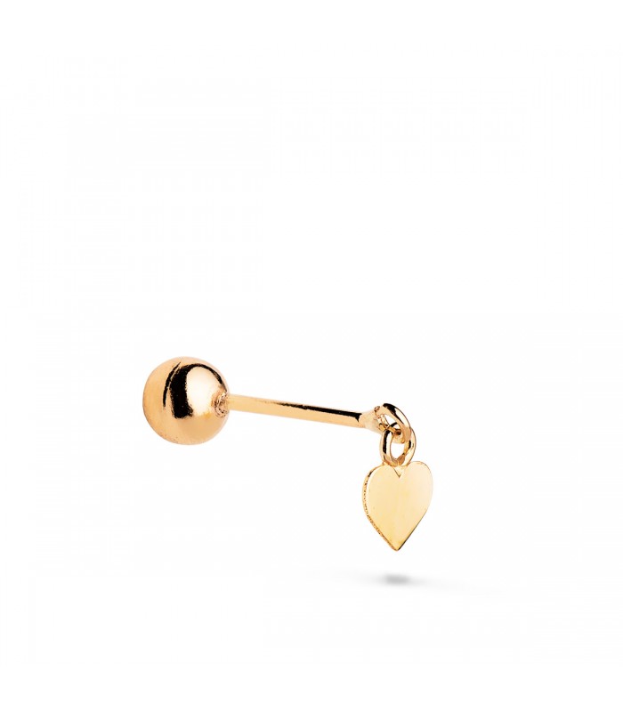 Piercing oreja Rosario Oro Amarillo 18K corazón para tragus, conch, anti-helix, lóbulo, cartílago, rook.
