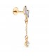 Piercing orecchio Yucatán Oro giallo 18kt zirconi pendente, helix, trago, lobo, anti tragus, conch, flat.