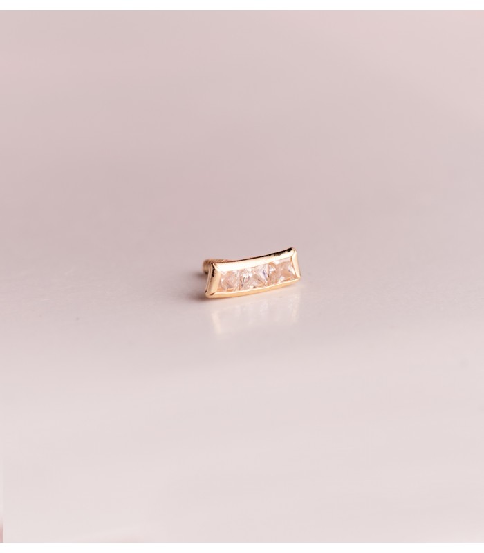Piercing La Habana Oro Amarillo 18K, circonita baguette, stud, labret, helix
