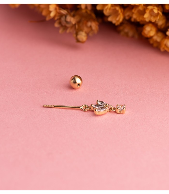 Piercing orecchio sfera Bogotà Oro giallo 18kt zirconi pendente, helix, trago, lobo, anti tragus, conch, flat.