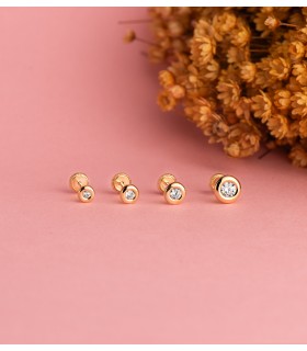 Orecchini punto luce cipollina Dortmund, per bambina in oro 18 K 4 mm, chiusura a vite.
