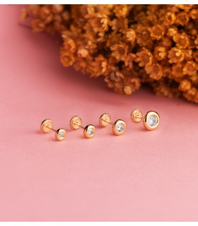 Orecchini punto luce cipollina Dortmund, per donna in oro 18 K 5.5 mm, chiusura a vite.