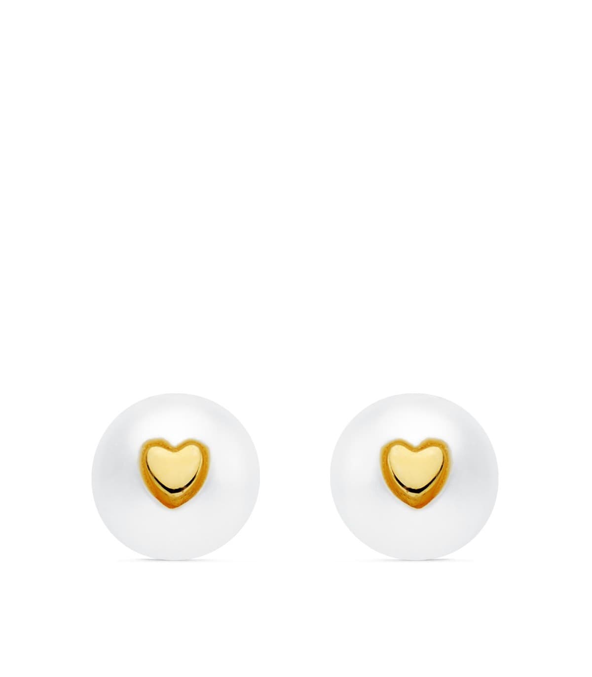 Boucles d'oreilles pour enfants Or jaune 750 - Perles et cœurs