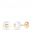 Orecchini a vite Pearl & Heart 7,5mm 18Kt