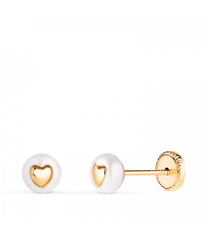 Boucles d'oreilles perles pour enfants, motif cœur, fermoir à vis.