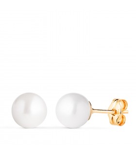 Perlenohrstecker weiß - Zuchtperle Ø 7–7.5 mm - Goldohrringe 18K für Damen.