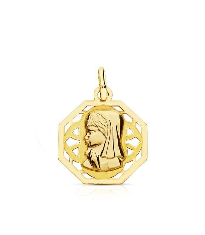 Medalla Virgen niña octogonal