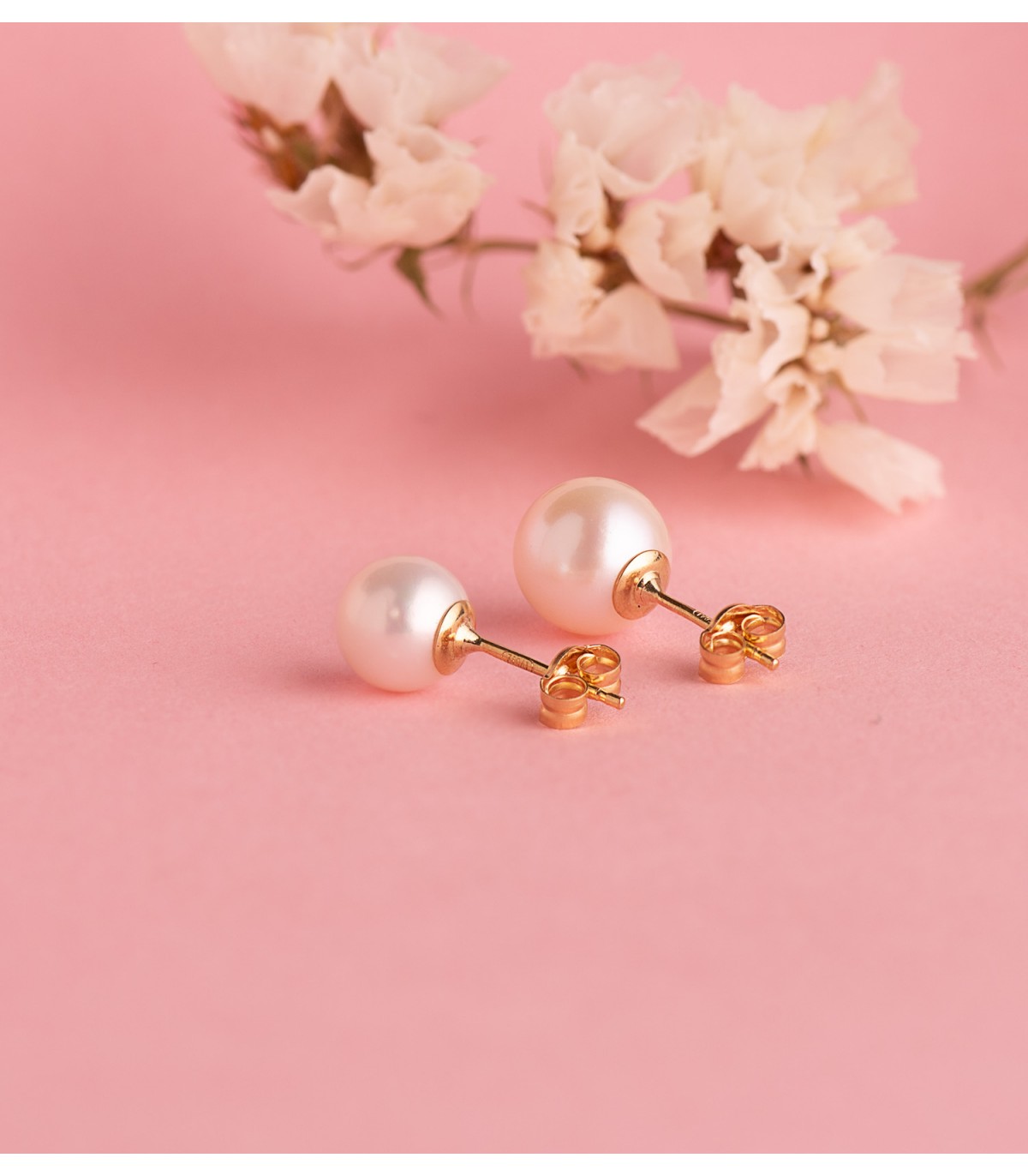 Boucles d'oreilles femme avec perles de culture blanches 7-7.5mm - Or 750