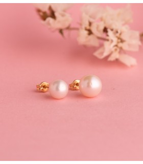 Perlenohrstecker weiß - Zuchtperle Ø 8–8.5 mm - Goldohrringe 18K für Damen.