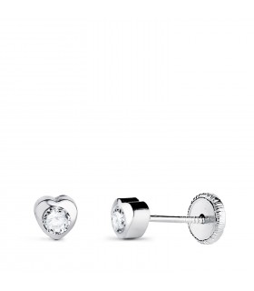 Orecchini Africa oro bianco 4 mm 18 Kt, chiusura a vite, per neonata e bambina.