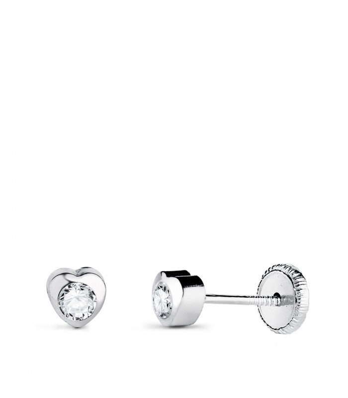 Pendientes Africa oro blanco 4 mm 18 K con cierre de rosca, especiales para bebé.