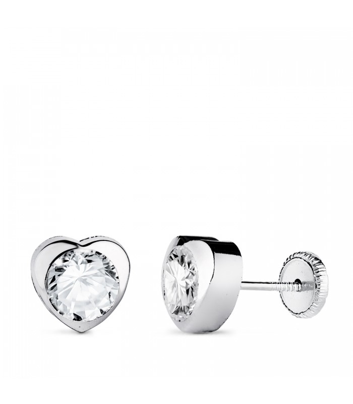 Orecchini bambina Africa oro bianco 7.5 mm 18 Kt - Punto luce cuore.