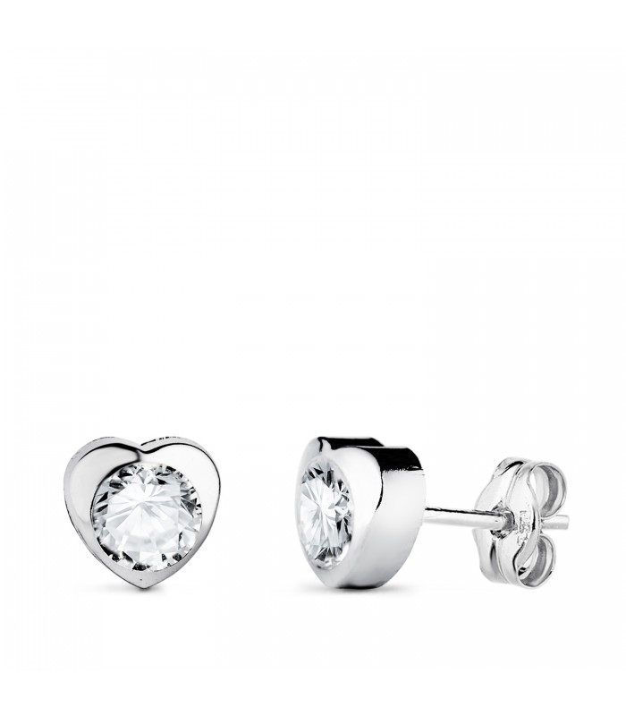Pendientes Africa 6mm Oro blanco 18 Kilates - Dormilonas Corazón.