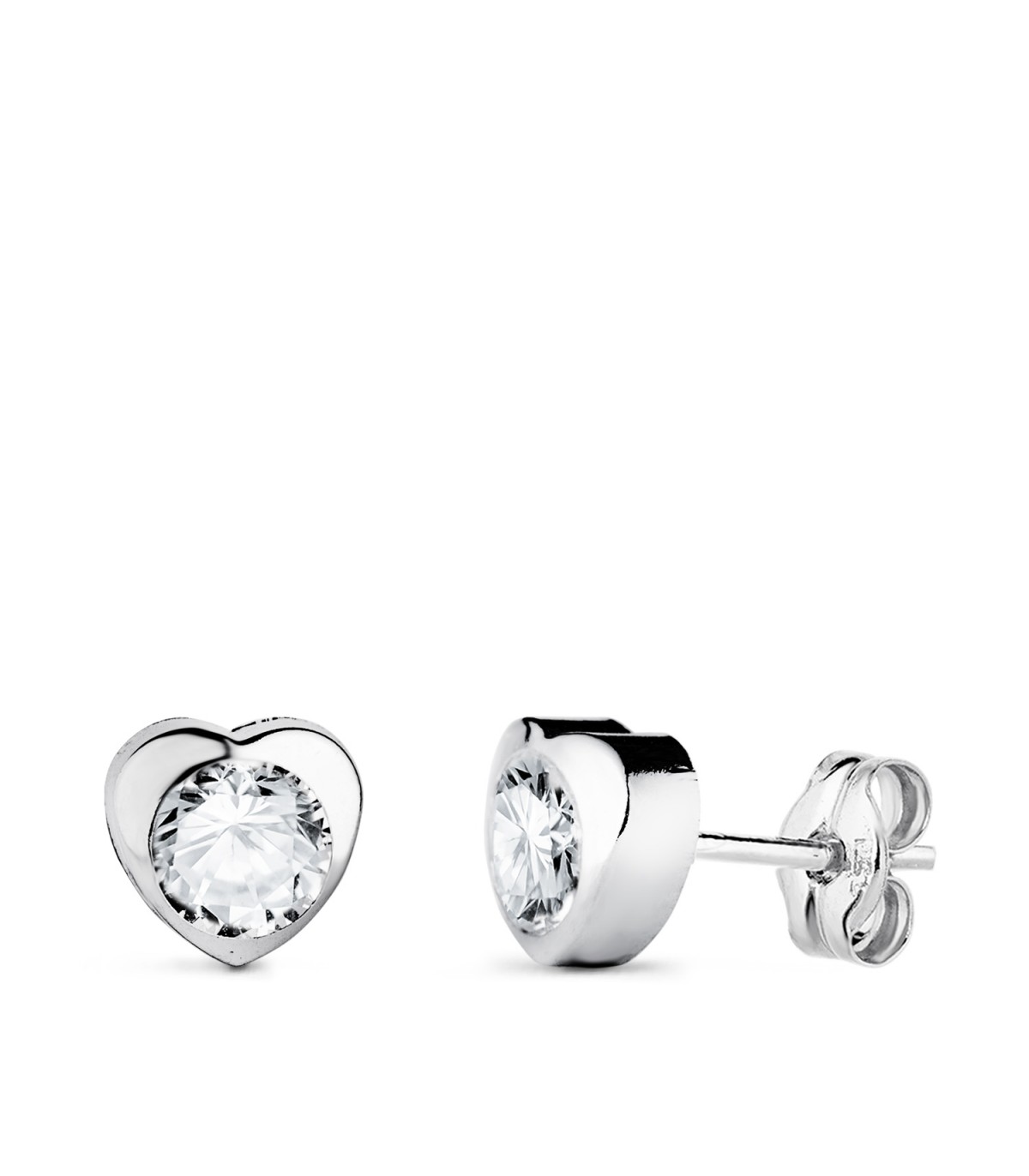 Pendientes Africa 6mm Oro blanco 18 Kilates - Dormilonas Corazón.