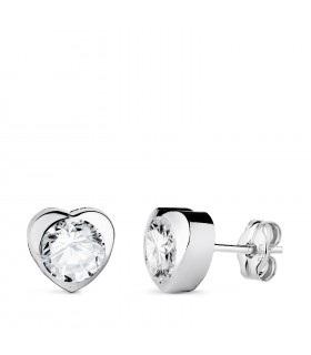 Pendientes Africa 7.5mm Oro blanco 18 Kilates - Dormilonas Corazón.